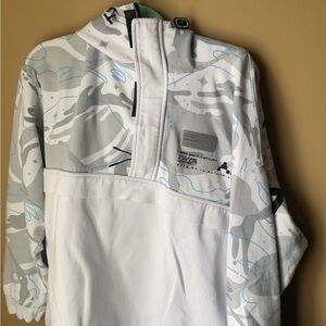 Bape White and Gray Camouflage Ski Jacket half zip
